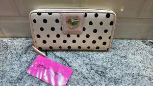 lot 4 image: Betsey Johnson Zip Around Faux Turnlock Polka Dot Wallet