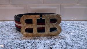 lot 24 image: Bally Mens Leather Belt with Gold-Tone Buckle, Size 38