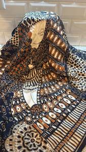 lot 54 image: Vintage M. Maras Paris Silk Scarf with Abstract Woman Design, 26.5 in Square