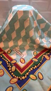 lot 62 image: 1995 Tiffany & Co Silk Scarf 35 x 35 Geometric and Beaded Print