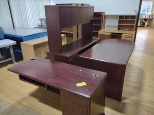 lot 331 image: Office Desk with Secretary, Hutch, ...