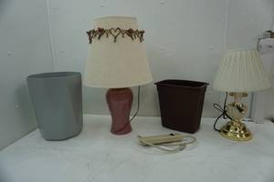 lot 14 image: No-Sale Lot home decor-lamps and wastebaskets