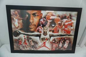 lot 72 image: Michael Jordan framed print 40x 27