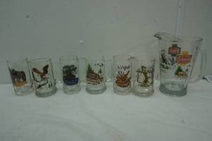 lot 196 image: Schmidt Beer Pitcher and 6 Collector Series Wildlife Mugs