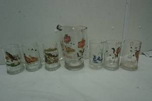 lot 197 image: Schmidt Beer Pitcher and 6 Collector Series Wildlife Mugs