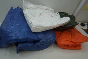 lot 240 image: lot of 4 tarps in tote