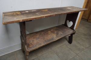 lot 252 image: wooden table 4 long 14 wide and 27.5 tall