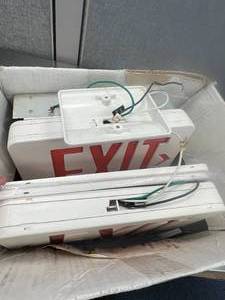 lot 54 image: Store EXIT SIGNS, Everything shown in photos, AS IS, unsure if they work.