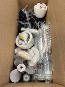 lot 68 image: Assorted Box Lot, $150 Retail Value, Pipets, Droppers, Crucibles, Filter Paper, Stirrers.