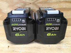 lot 113 image: Lot of 2 - Non-Working 40V Lithium Ryobi 6 Ah Batteries