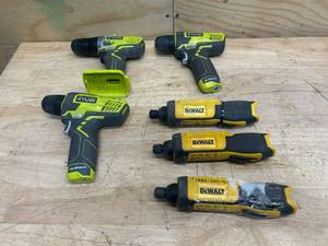 lot 110 image: Lot of RYOBI & DEWALT Cordless Tools