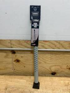 lot 65 image: BRINKS- Portable Door Security Bar, Silver- Adjustable Security Door Jammer- Fits Standard Sliding Doors, Hinged Doors, And Windows- For Travel, Home, Dorm