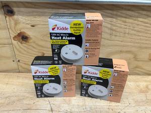 lot 67 image: KIDDE Lot of 3- Firex Hardwired Interconnected 120V AC Wire Auxiliary Heat Detectors