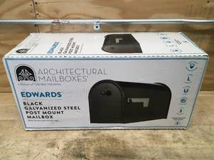 lot 150 image: Black Galvanized Steel Post Mount Mailbox