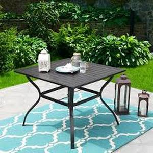 lot 21 image: PHI VILLA Square Outdoor Dining Table 37-in W x 37-in L Umbrella Hole-Model #E02GF0703-060-01