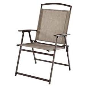 lot 25 image: StyleWell Mix and Match Folding Steel Sling Outdoor Dining Chair in Riverbed Taupe