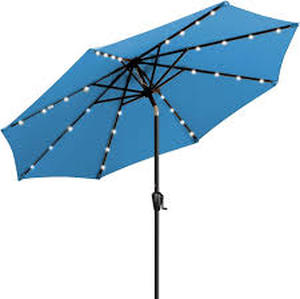 lot 46 image: 9 Round Solar Lighted Umbrella - Teal