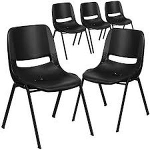 lot 54 image: 5 Modern Black PlasticBlack Frame Plastic Accent Chair (bidding on all 5 units)