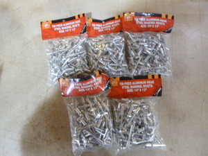 5 Bags of PTC Aluminum Head Steel Mandrel Rivets