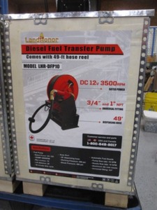 lot 83 image: LandHonor Diesel Transfer Pump wHose Reel & 49 of Hose