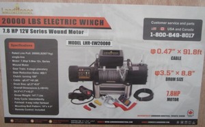 lot 84 image: LandHonor 20,000lb 12v Winch