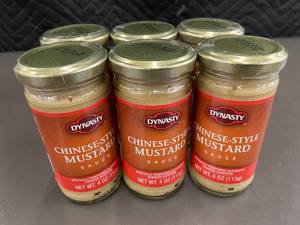 lot 10 image: Set of 6 Dynasty Chinese-Style Mustard Sauce 4oz Jars