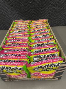 lot 40 image: DE 2 - Case of 24 Maruchan Lime Chili Shrimp Ramen Noodle Soup (3 oz each)