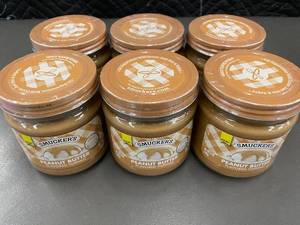lot 164 image: Trol - Set of 6 Smuckers Peanut Butter Flavored Topping Jars