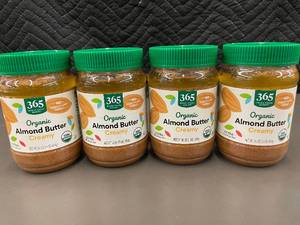 lot 258 image: 2 bck - Set of 4 Organic Almond Butter, Creamy, 16 oz Each