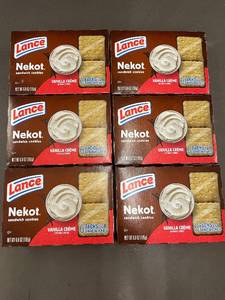 lot 310 image: ME 4 - Lot of 6 Lance Nekot Vanilla Crme Sandwich Cookies - 6.8 oz Each