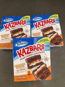 lot 360 image: MD 3 - Set of 3 Boxes of Hostess Kazbars Chocolate Caramel Layer Cake Bars