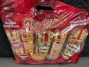 lot 400 image: CT 5 - 12-Cone Snack Pack Gourmet Popcorn by Popcornopolis - 20 oz