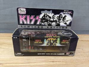 lot 83 image: Auto World 235 1974 GMC Astro 95 wTrailer KISS Love Gun Racing Rig HO slot car
