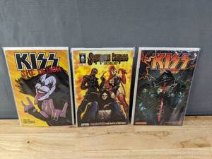 lot 111 image: Set of 3 KISS Comic Books Including Number 1 Arcania Simmons Collins Anthology, KISS the Demon and KISS the End