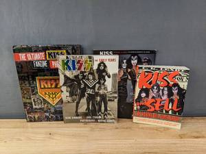 lot 112 image: 4 KISS Books The Ultimate KISS Fanzine Phenomenon, KISS and SELL, KISS Revenge is Sweet, KISS The Early Years