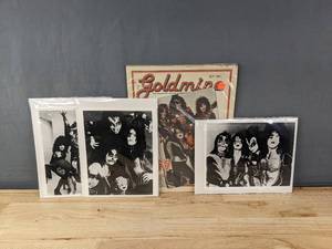 lot 116 image: Vintage 1990 Goldmine Magazine Featuring KISS, 6 - 8x10 Black and White Photos of KISS