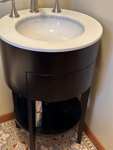 lot 50 image: Corner Lavatory Sink  Standalone  1-drawer1-shelf
