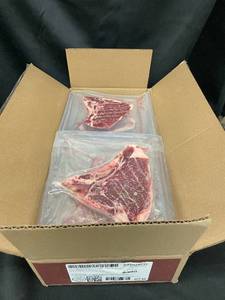 D - Box of Frozen Beef T-Bone Steaks - Needle Tenderized  8.6  lbs