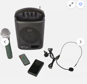lot 3 image: AmpliVox SW245B Compact Dual Wireless Microphone Bluetooth Audio Public Address PA Sound System - NEW