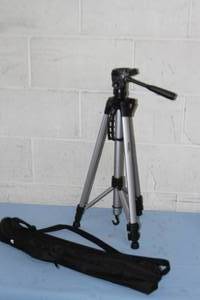 lot 43 image: Portable Lightweight Multi-Stage Adjustable Height Amazon Telescoping Video  Photography Tripod with Case