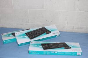 lot 31 image: Lot of 3 - New in Box - Logitech MK120 USB Computer Full-Size Keyboard & Optical Mouse Combo Systems