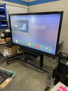 lot 136 image: Sharp Commercial  Professional 70 Aquos Interactive Touchscreen Ultra HD 4K Direct-Lit Monitor  Display AND Rolling Stand