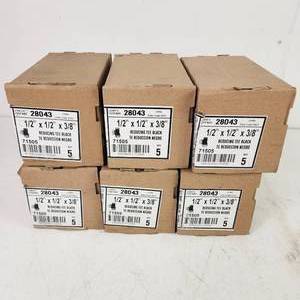 Lot Of Six Boxes Of Five Reducing Tee Black 71505 12 x 12 x 38