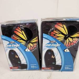 Lot Of Two Butterfly Flutter Seat Covers ButterfliesBlack Universal Bucket