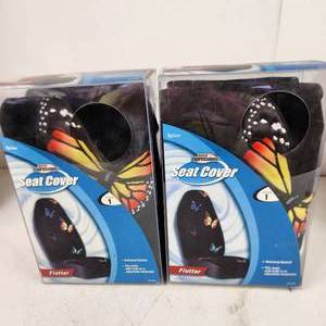 Lot Of Two Butterfly Flutter Seat Covers ButterfliesBlack Universal Bucket