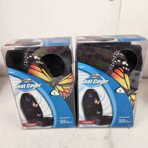 Lot Of Two Butterfly Flutter Seat Covers ButterfliesBlack Universal Bucket