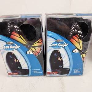Lot Of Two Butterfly Flutter Seat Covers ButterfliesBlack Universal Bucket
