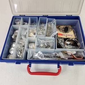 Large Lot Of New Jewelry Making Items With Bracelets Screws And More With Hard Preowned Case