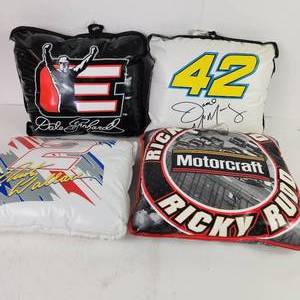 Lot Of Four NASCAR Vinyl Stadium Seat Cushions Jamie McMurry Dale Earnhardt Ricky Rudd And Rusty Wallace Great Condition