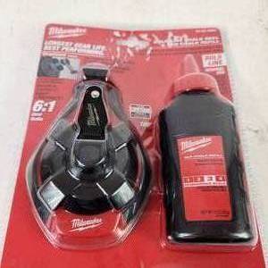 Milwaukee Longest Gear Life Chalk Reel And Red Chalk Refill NewOpen Box